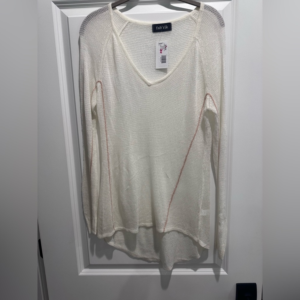 fab'rik Ivory V-Neck Sweater